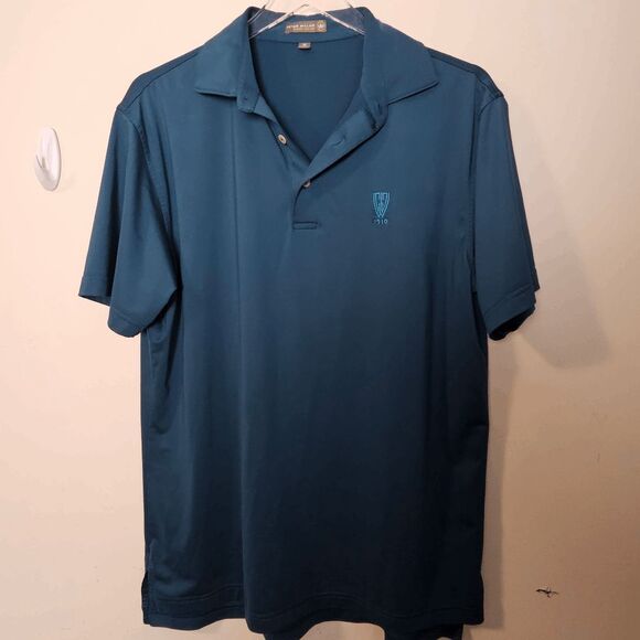 Peter Millar Summer Comfort Golf Tour Performance Dri Fit Polo Shirt Men's Teal - Picture 1 of 4